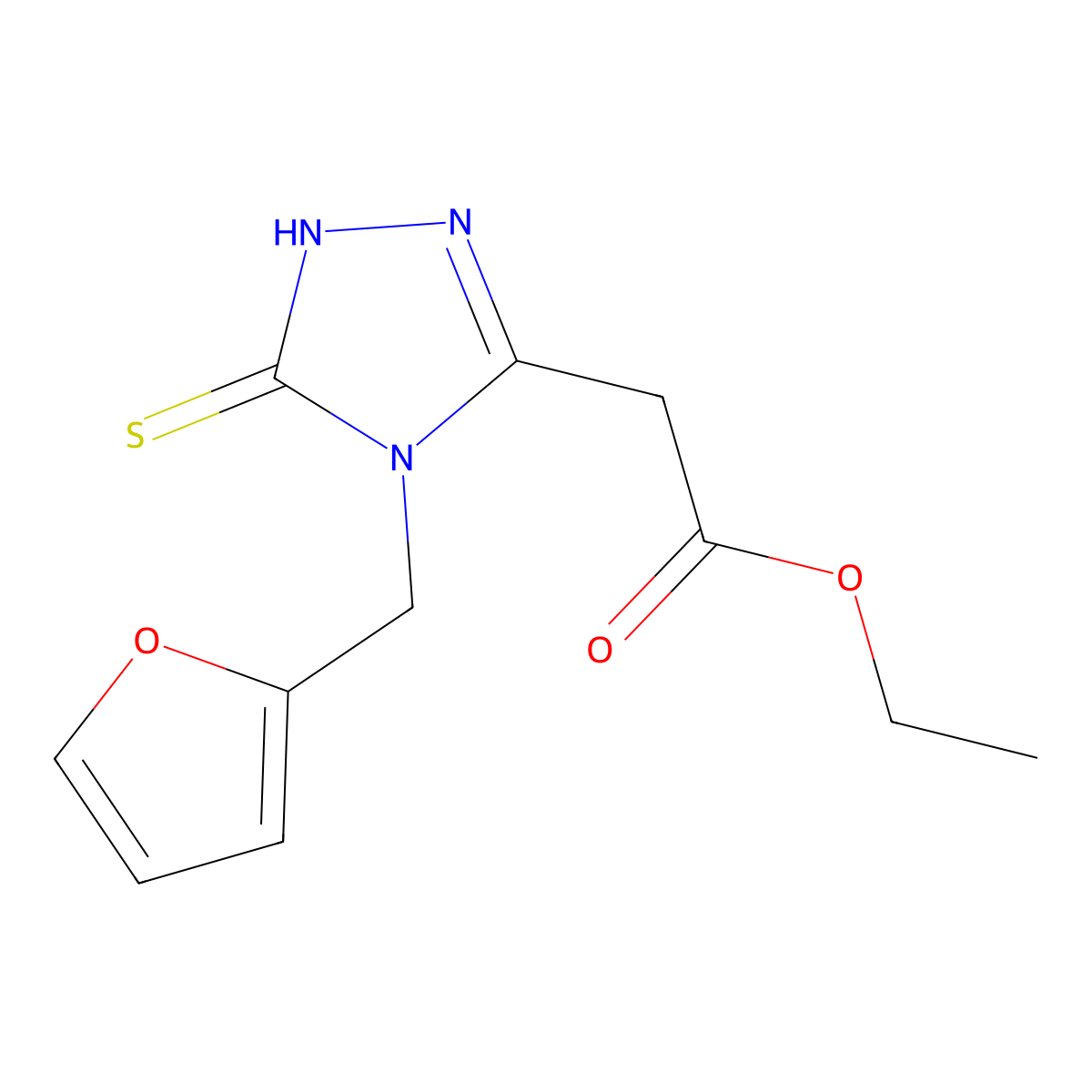ethyl 2-[4-(furan-2-ylmethyl)-5-sulfanyl-4H-1,2,4-triazol-3-yl]acetate molecular structure, CAS 863669-70-9