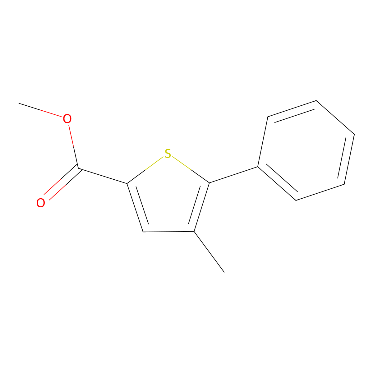 Methyl 4-methyl-5-phenylthiophene-2-carboxylate molecular structure, CAS 863702-99-2