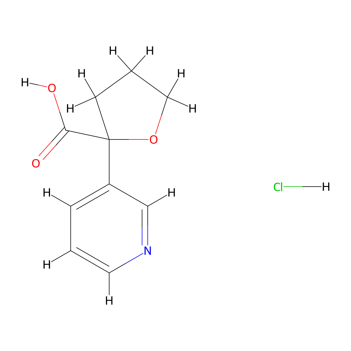 2-(Pyridin-3-yl)oxolane-2-carboxylic acid hydrochloride molecular structure, CAS 86372-43-2