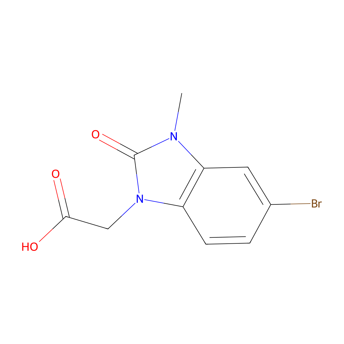 2-(5-bromo-3-methyl-2-oxo-2,3-dihydro-1H-1,3-benzodiazol-1-yl)acetic acid molecular structure, CAS 863724-34-9