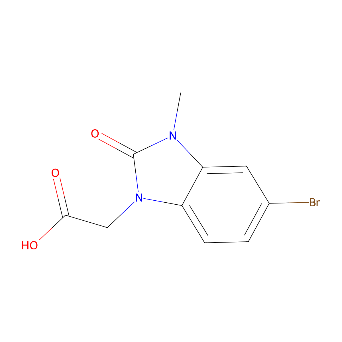 2-(5-bromo-3-methyl-2-oxo-2,3-dihydro-1H-1,3-benzodiazol-1-yl)acetic acid molecular structure, CAS 863724-34-9
