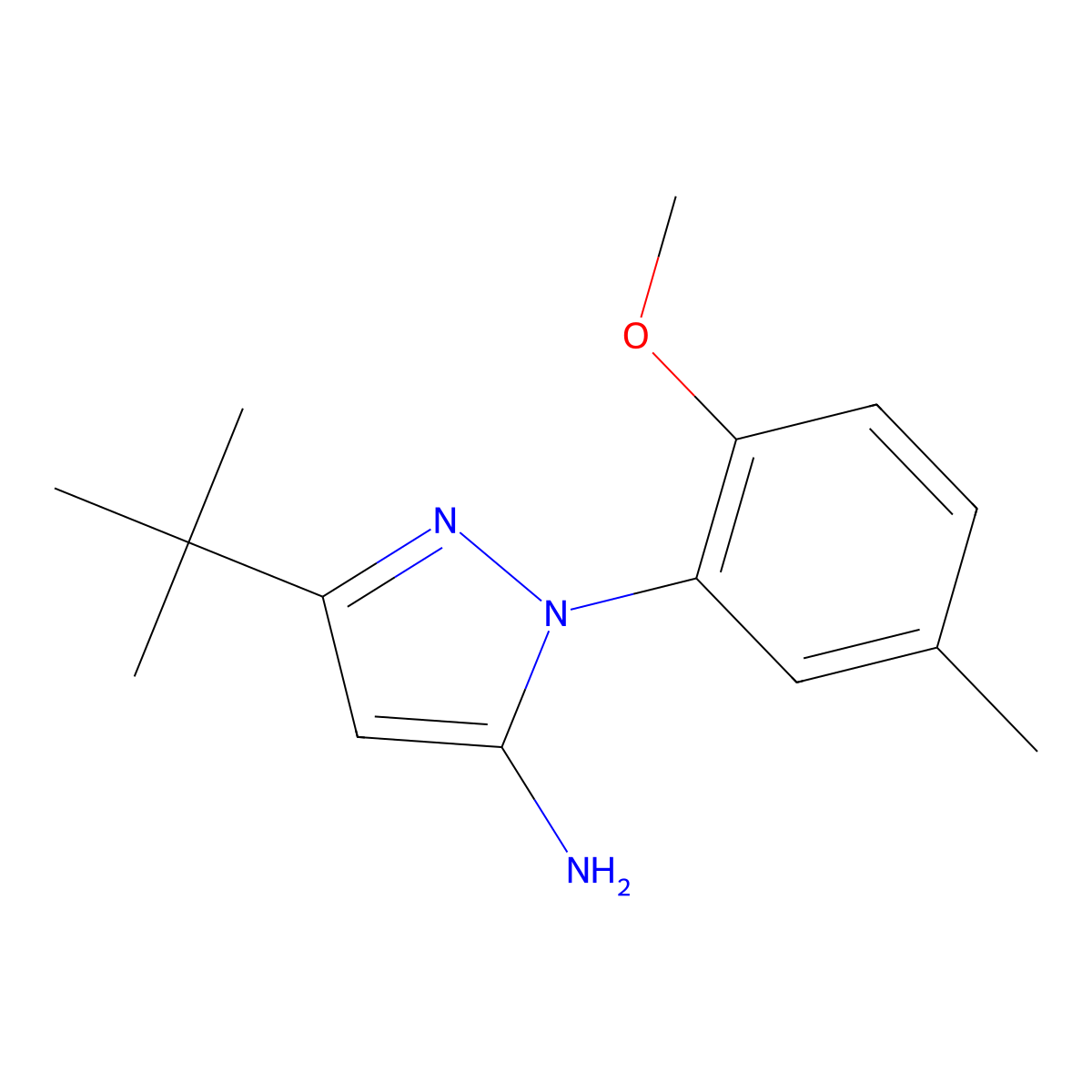 3-Tert-butyl-1-(2-methoxy-5-methylphenyl)-1h-pyrazol-5-amine molecular structure, CAS 863727-66-6