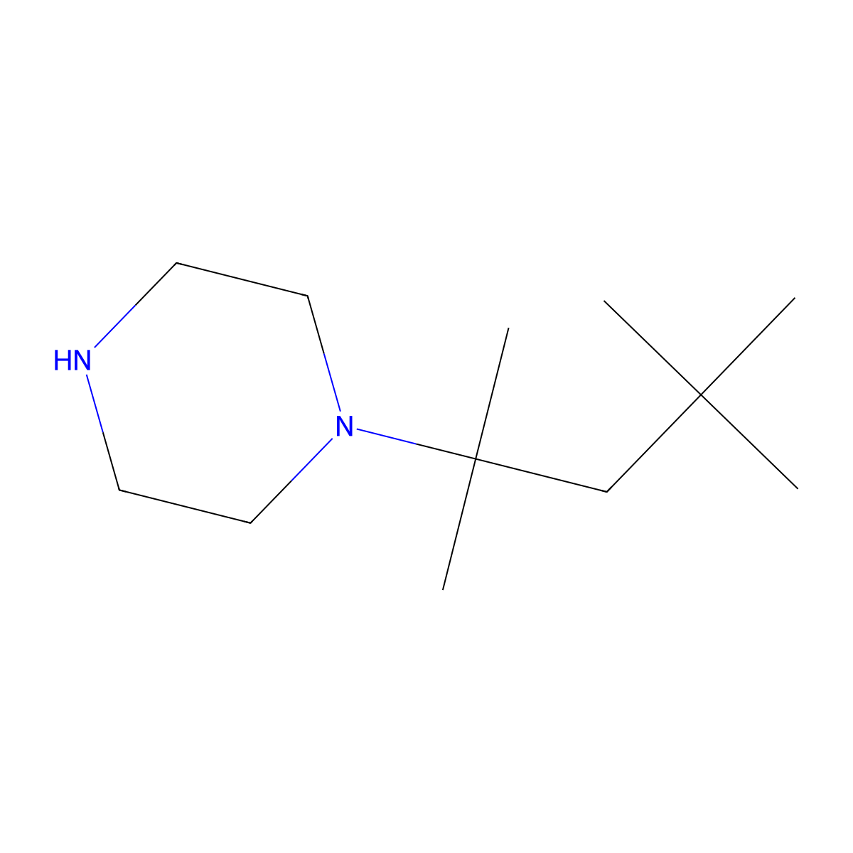 1-(2,4,4-Trimethylpentan-2-yl)piperazine molecular structure, CAS 86375-52-2