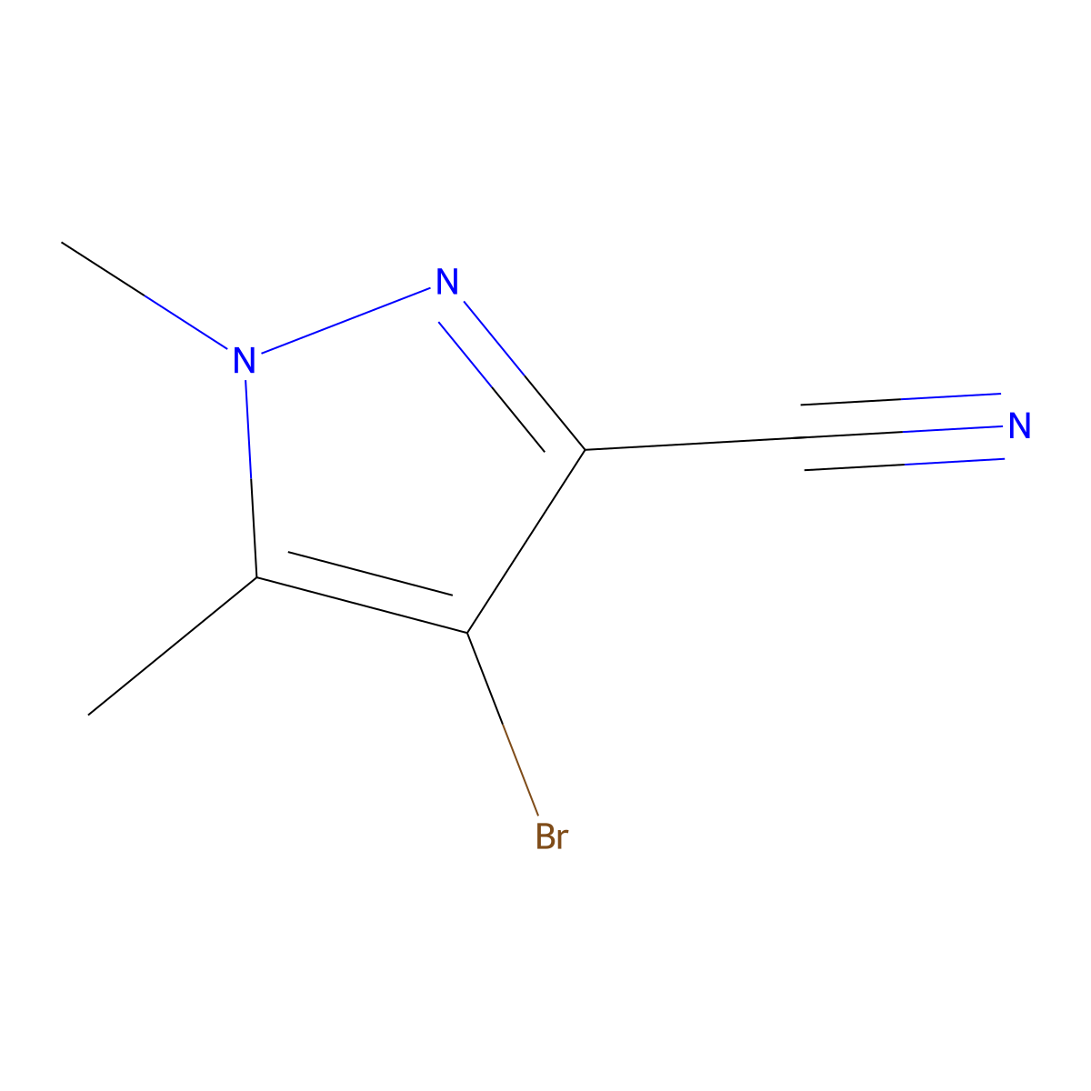 4-bromo-1,5-dimethyl-1H-pyrazole-3-carbonitrile molecular structure, CAS 863751-81-9