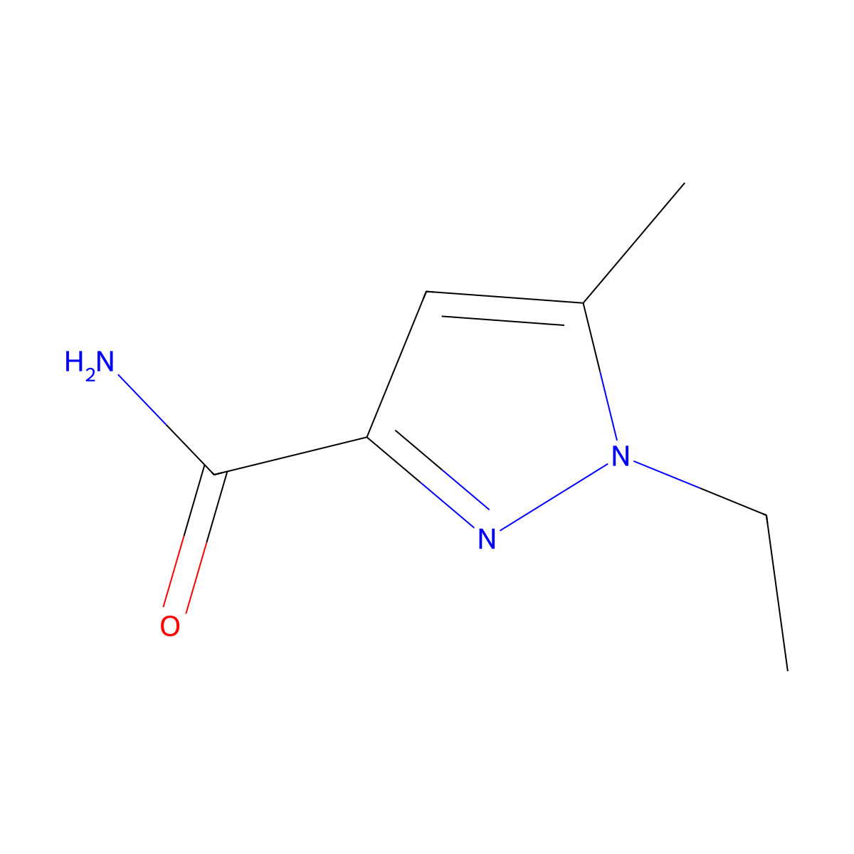 1-Ethyl-5-methyl-1H-pyrazole-3-carboxamide molecular structure, CAS 863752-20-9