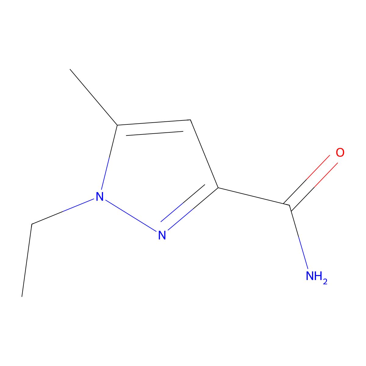 1-Ethyl-5-methyl-1H-pyrazole-3-carboxamide molecular structure, CAS 863752-20-9