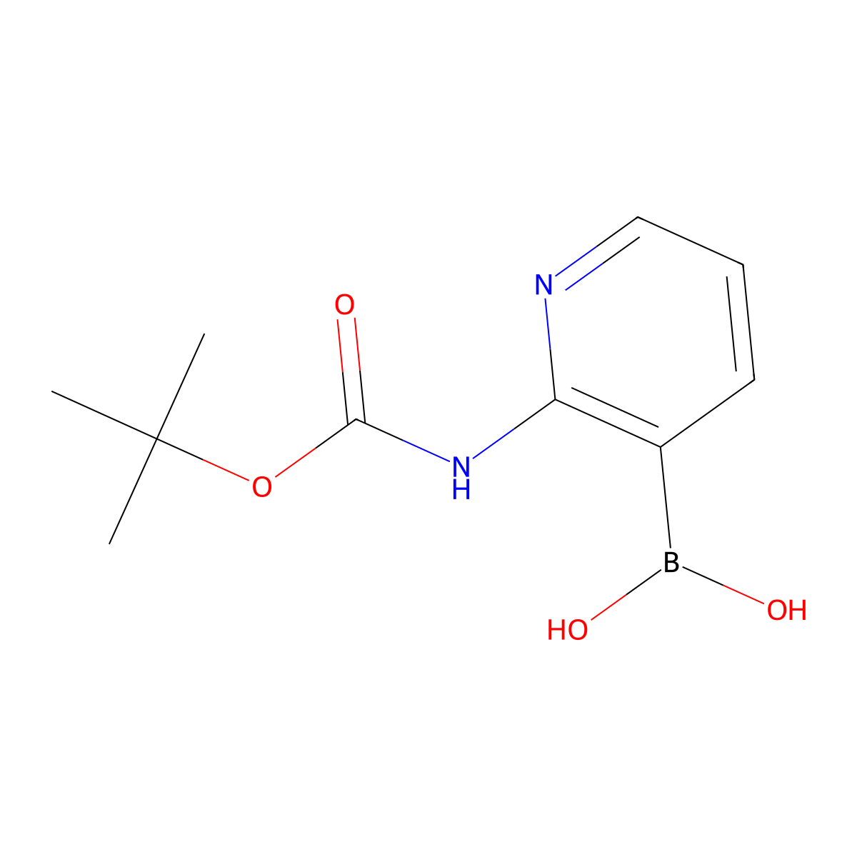 (2-[(tert-Butoxycarbonyl)amino]pyridin-3-yl)boronic acid molecular structure, CAS 863753-35-9
