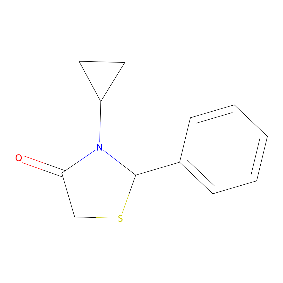 3-Cyclopropyl-2-phenyl-1,3-thiazolidin-4-one molecular structure, CAS 863763-64-8
