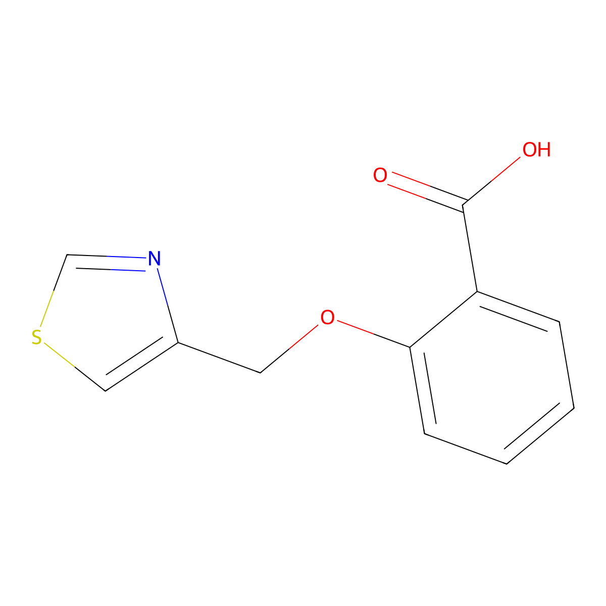 2-((1,3-Thiazol-4-yl)methoxy)benzoic acid molecular structure, CAS 863763-93-3