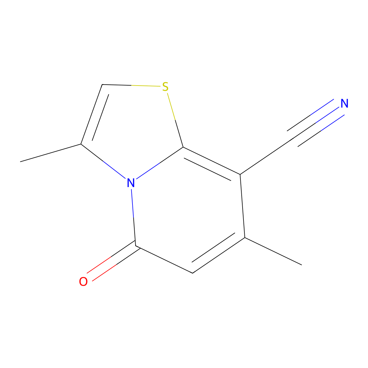 3,7-dimethyl-5-oxo-5H-[1,3]thiazolo[3,2-a]pyridine-8-carbonitrile molecular structure, CAS 863763-95-5