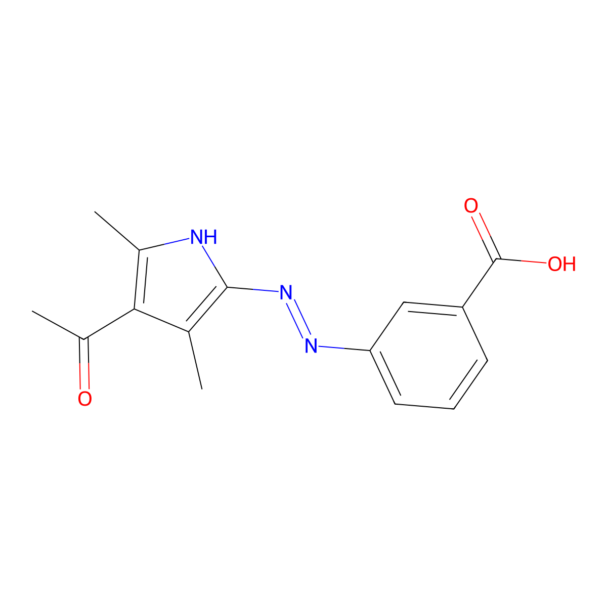 3-(2-(4-acetyl-3,5-dimethyl-1H-pyrrol-2-yl)diazen-1-yl)benzoic acid molecular structure, CAS 863763-96-6