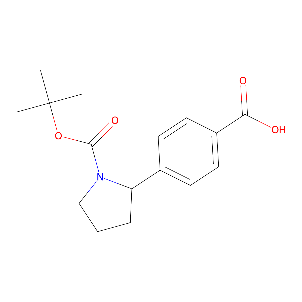 4-(1-(tert-Butoxycarbonyl)pyrrolidin-2-yl)benzoic acid molecular structure, CAS 863769-40-8