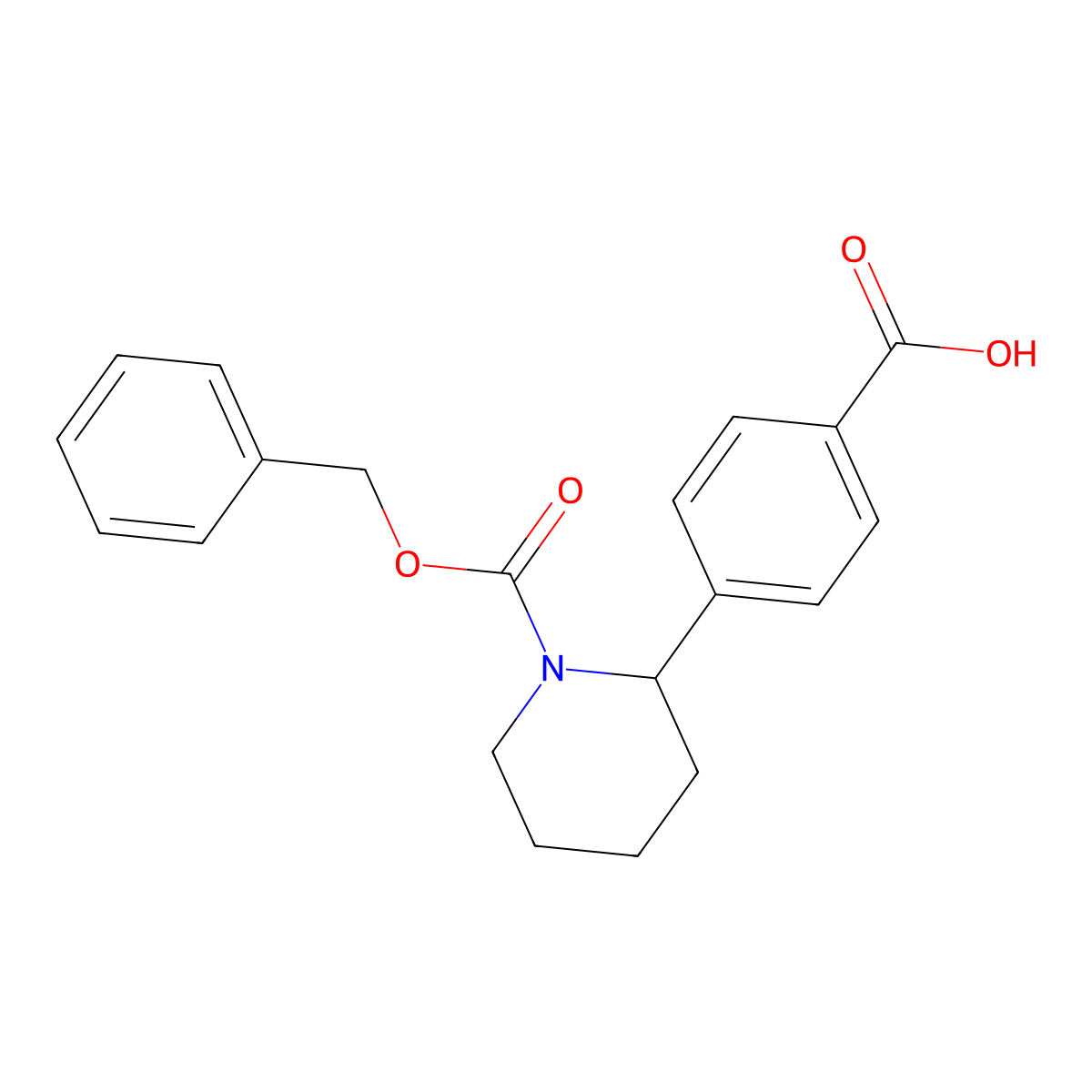 4-{1-[(Benzyloxy)carbonyl]piperidin-2-yl}benzoic acid molecular structure, CAS 863769-73-7