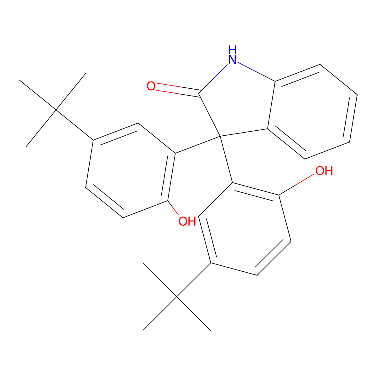 3,3-Bis(5-tert-butyl-2-hydroxyphenyl)indolin-2-one molecular structure, CAS 863779-74-2