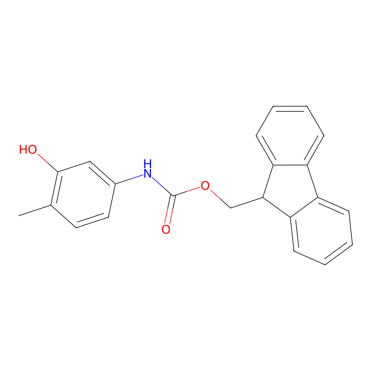 (9H-fluoren-9-yl)methyl N-(3-hydroxy-4-methylphenyl)carbamate molecular structure, CAS 863780-48-7