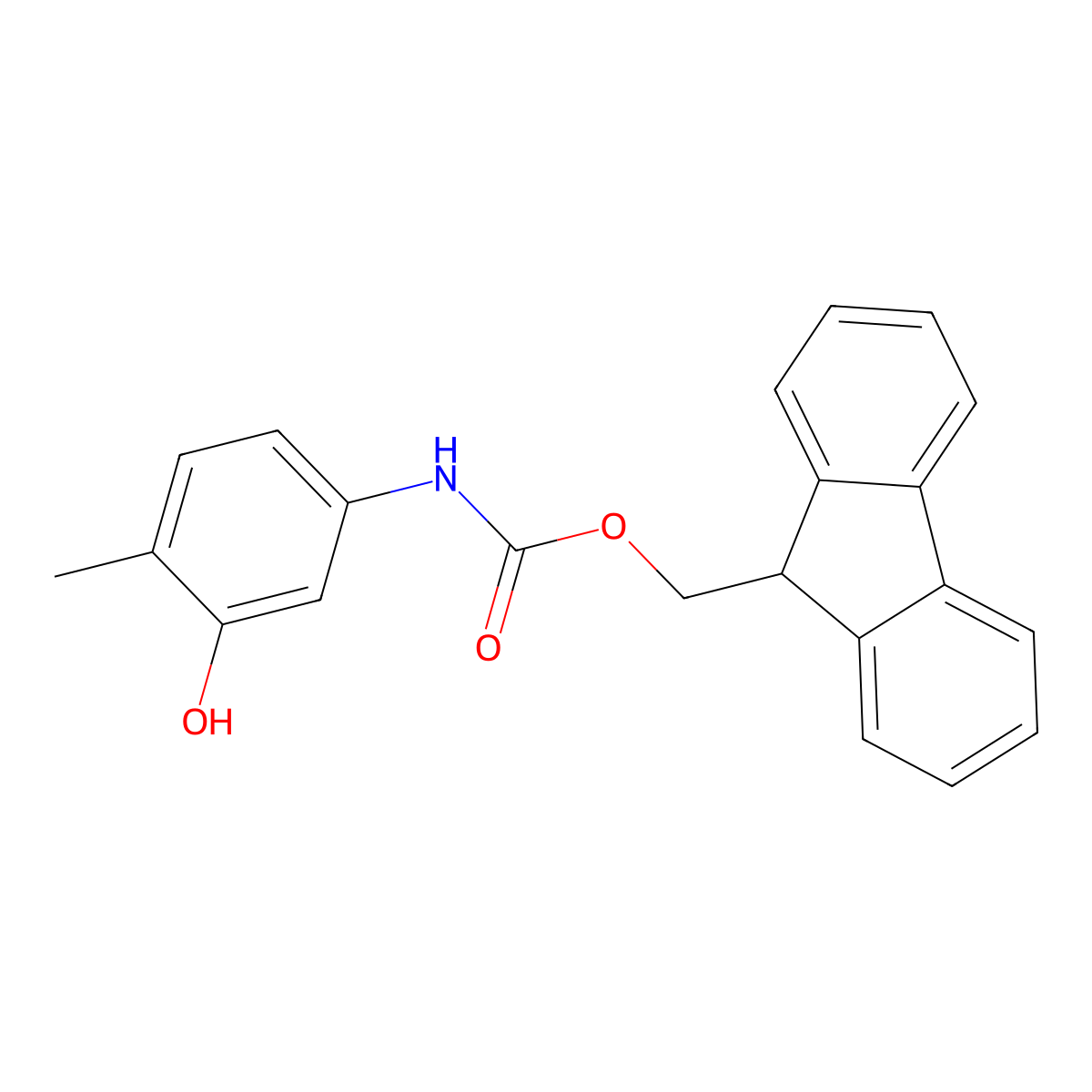 (9H-fluoren-9-yl)methyl N-(3-hydroxy-4-methylphenyl)carbamate molecular structure, CAS 863780-48-7