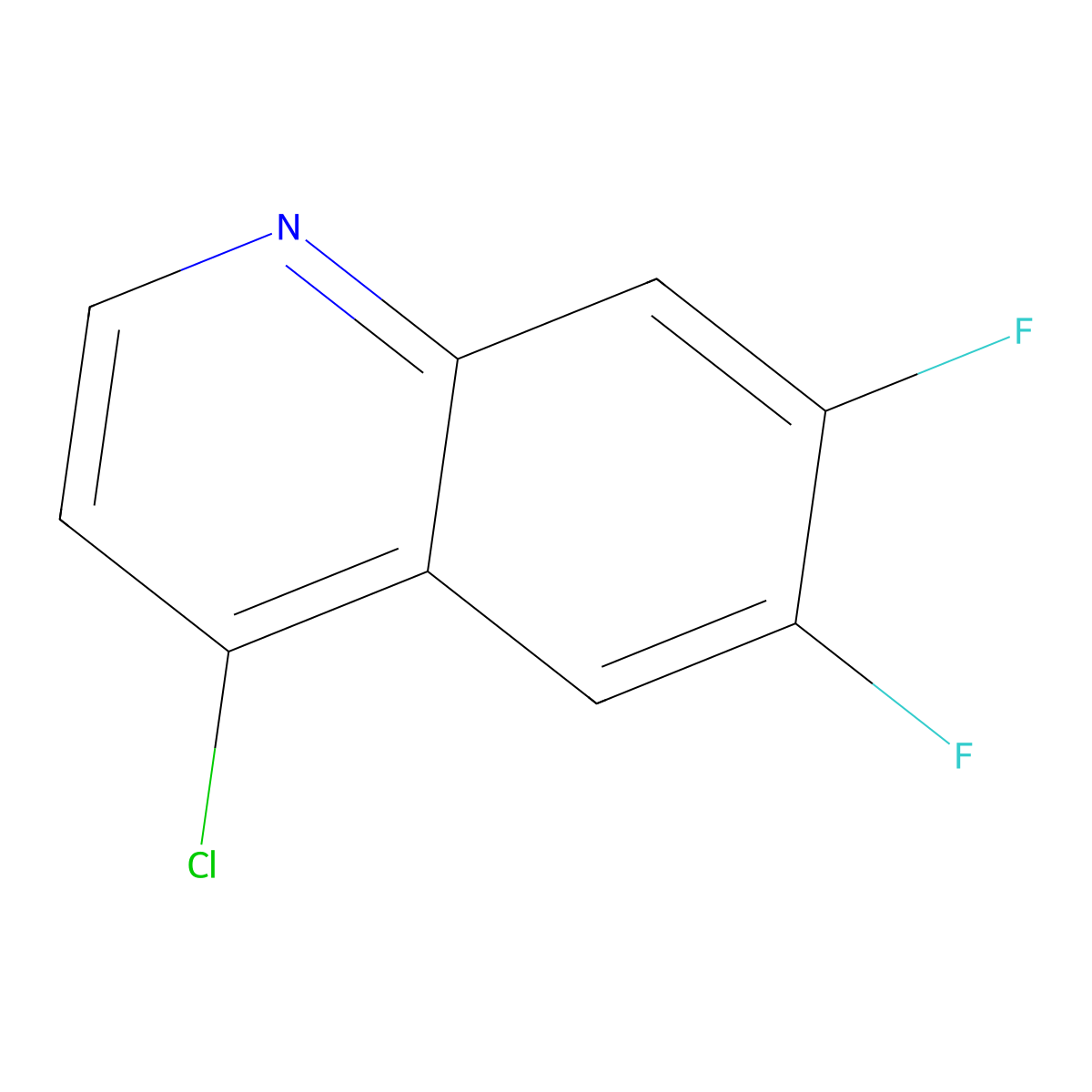 4-Chloro-6,7-difluoroquinoline molecular structure, CAS 863785-94-8