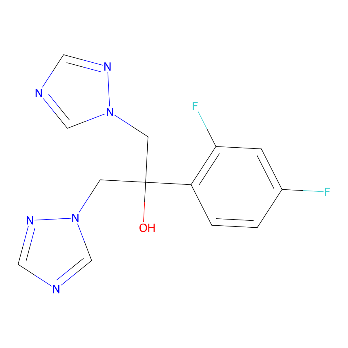 Fluconazole molecular structure, CAS 86386-73-4