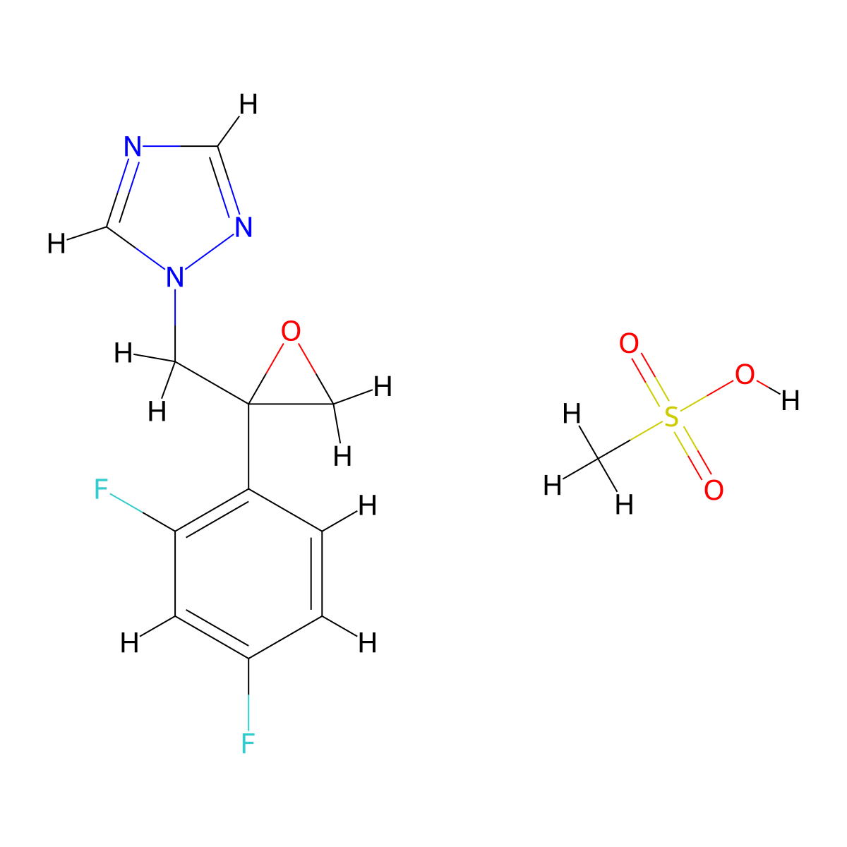 1-{[2-(2,4-Difluorophenyl)oxiran-2-yl]methyl}-1H-1,2,4-triazole monomethanesulfonate molecular structure, CAS 86386-77-8
