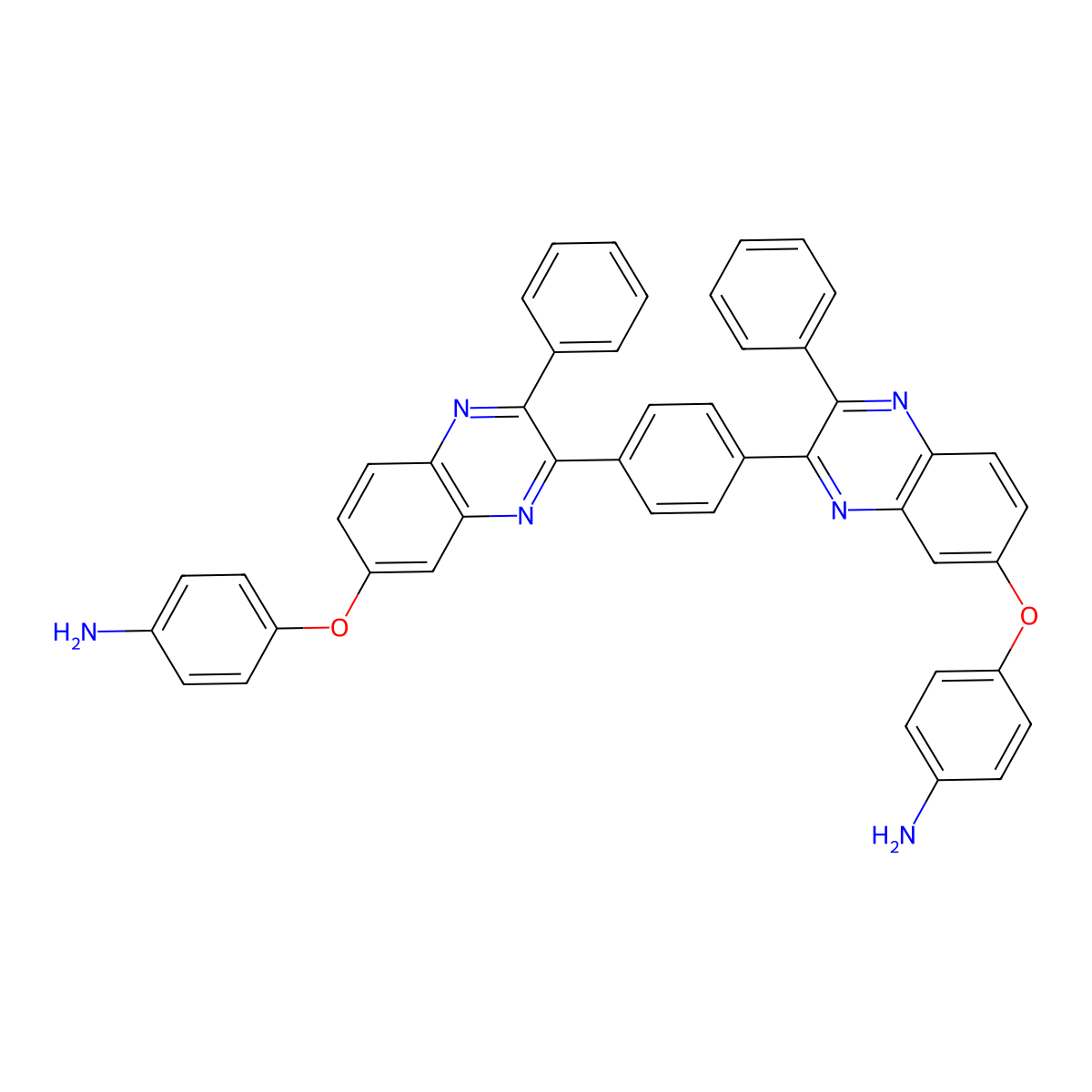 4,4'-(1,4-Phenylenebis((3-phenyl-2,7-quinoxalinediyl)oxy))bis(benzenamine) molecular structure, CAS 86386-79-0