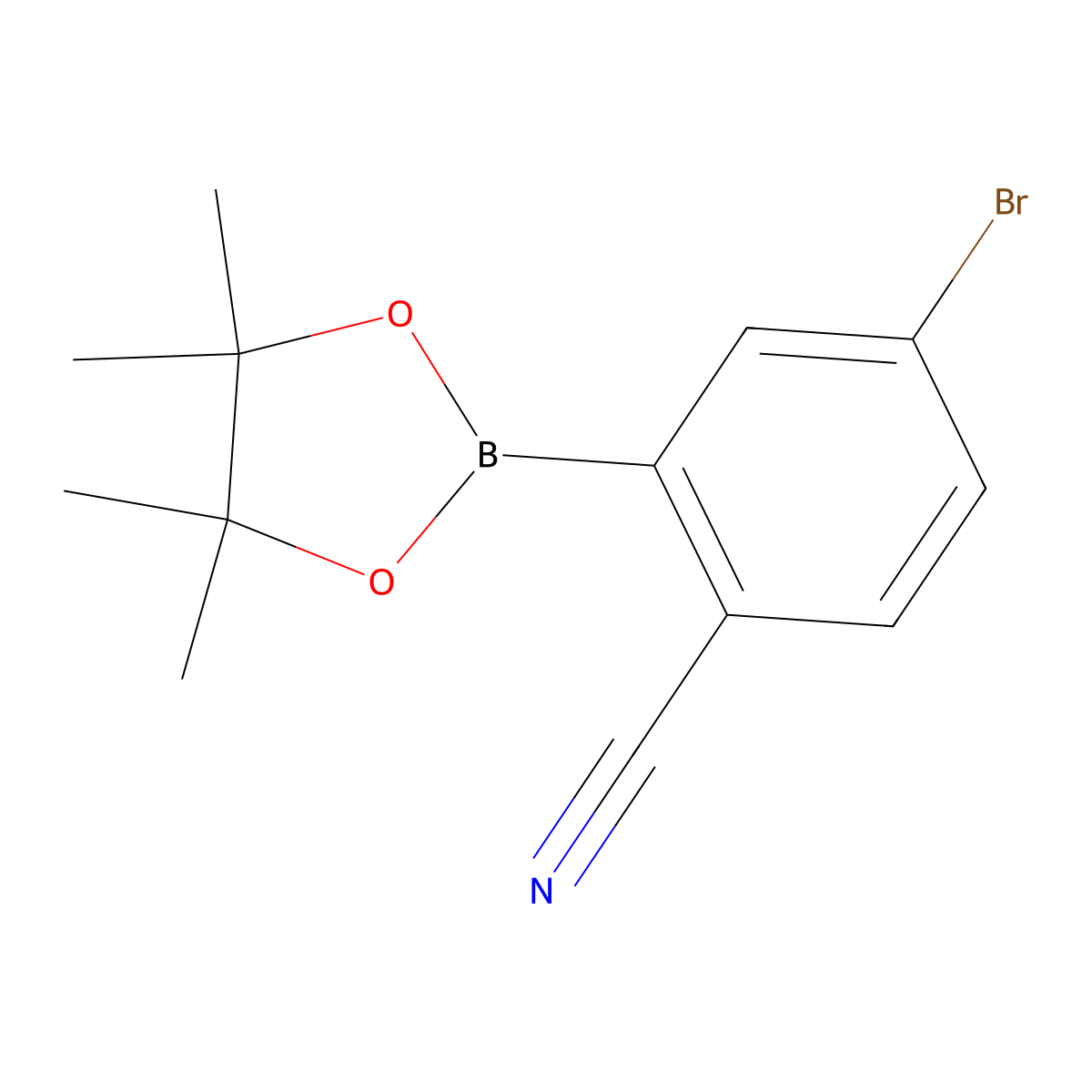 4-Bromo-2-(4,4,5,5-tetramethyl-1,3,2-dioxaborolan-2-yl)benzonitrile molecular structure, CAS 863868-20-6