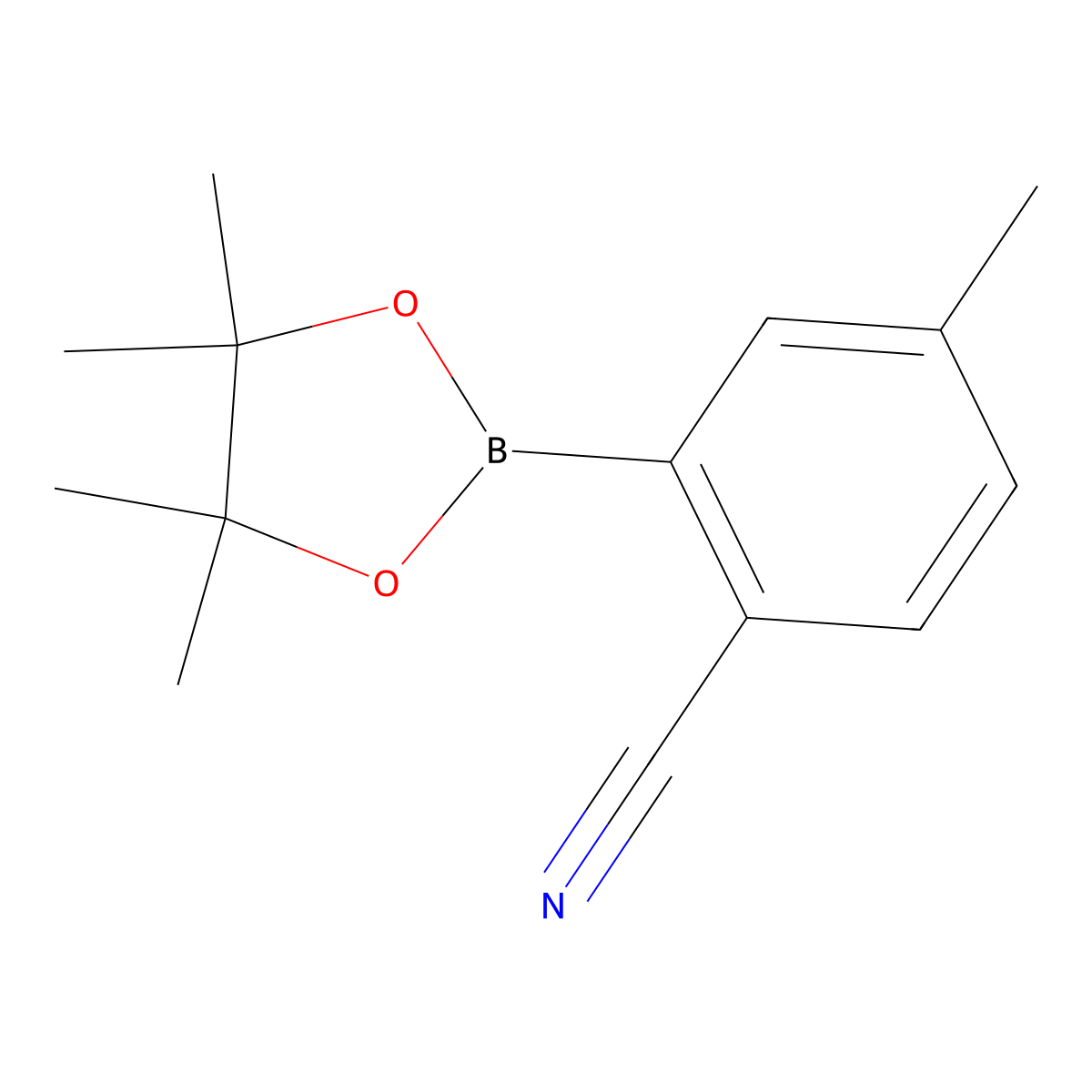 4-Methyl-2-(tetramethyl-1,3,2-dioxaborolan-2-yl)benzonitrile molecular structure, CAS 863868-22-8
