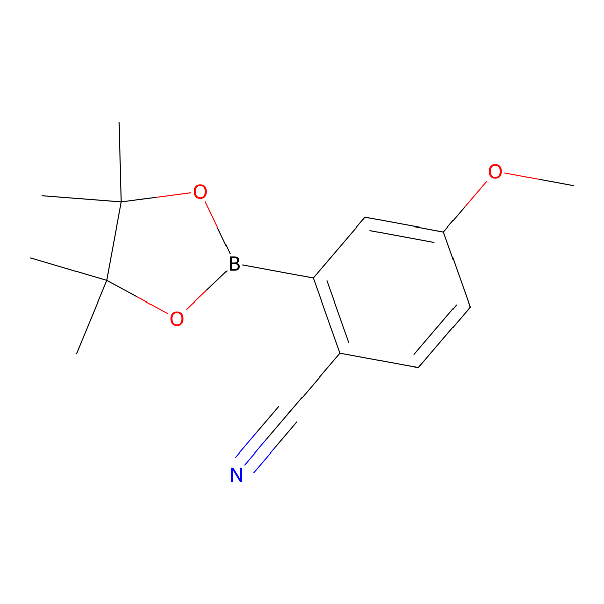 4-Methoxy-2-(4,4,5,5-tetramethyl-1,3,2-dioxaborolan-2-yl)benzonitrile molecular structure, CAS 863868-23-9