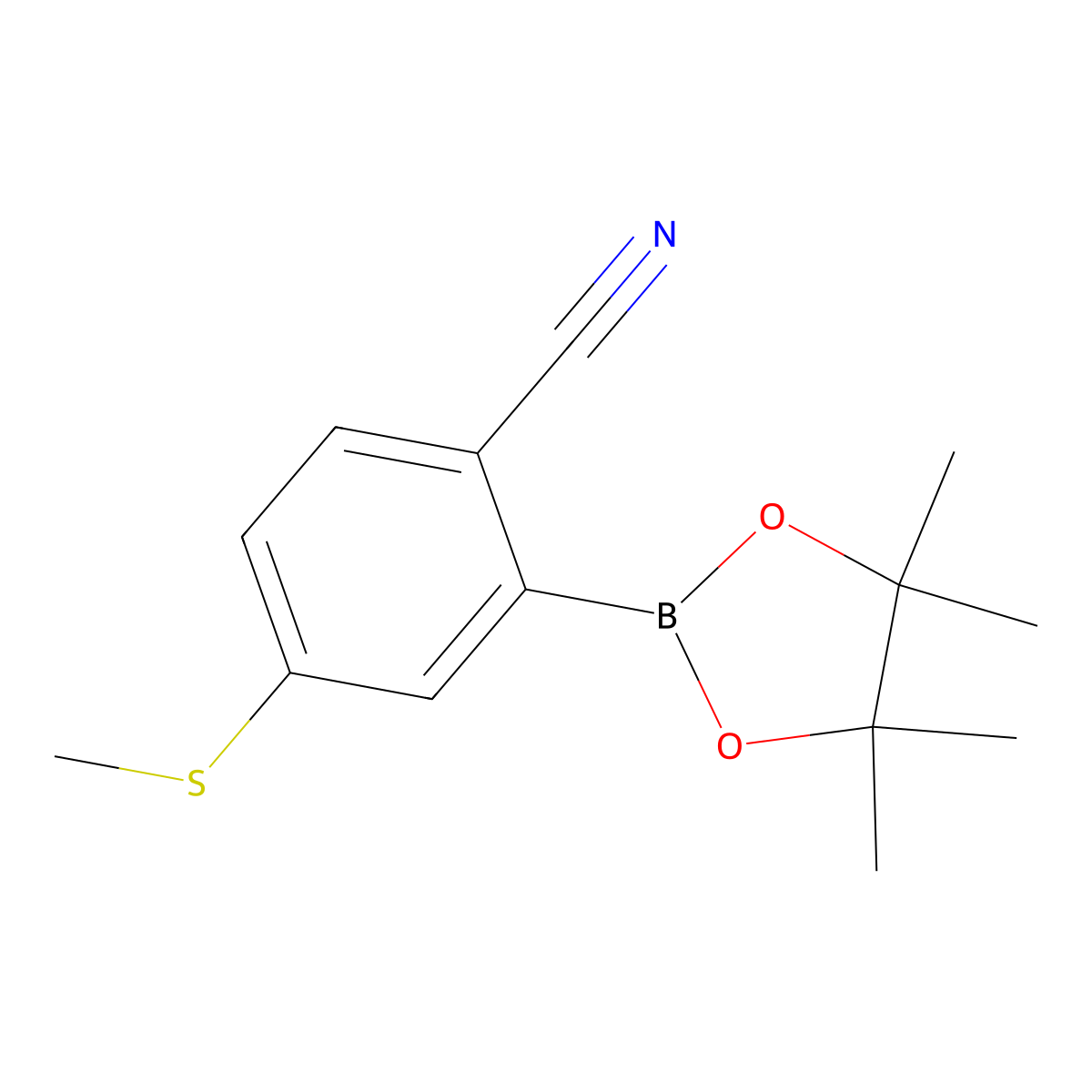 4-(Methylthio)-2-(4,4,5,5-tetramethyl-1,3,2-dioxaborolan-2-YL)benzonitrile molecular structure, CAS 863868-24-0