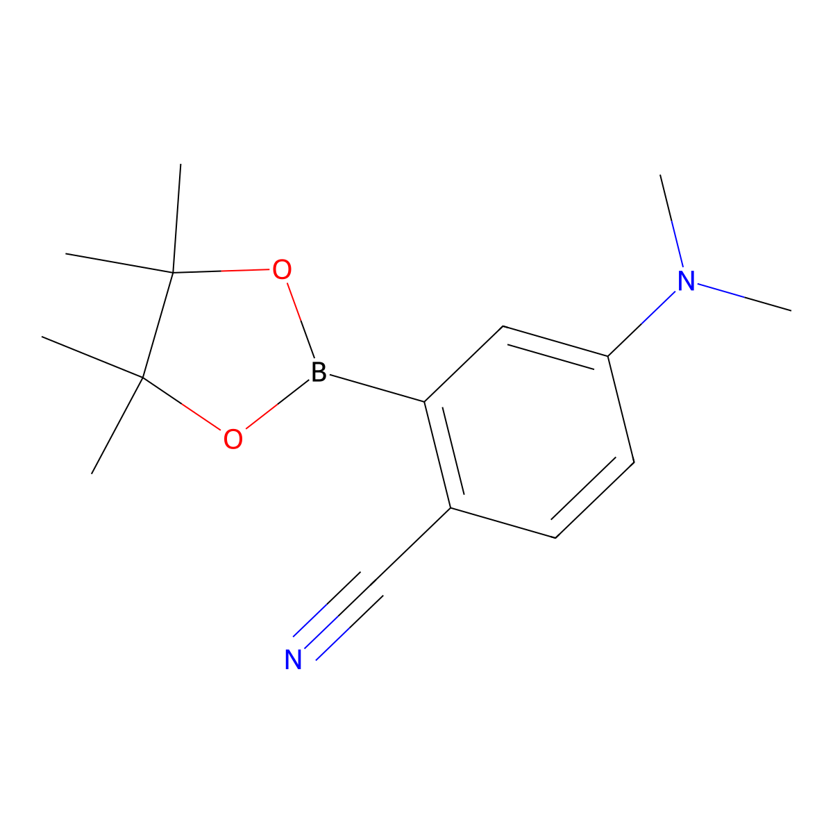4-(Dimethylamino)-2-(4,4,5,5-tetramethyl-1,3,2-dioxaborolan-2-yl)benzonitrile molecular structure, CAS 863868-25-1