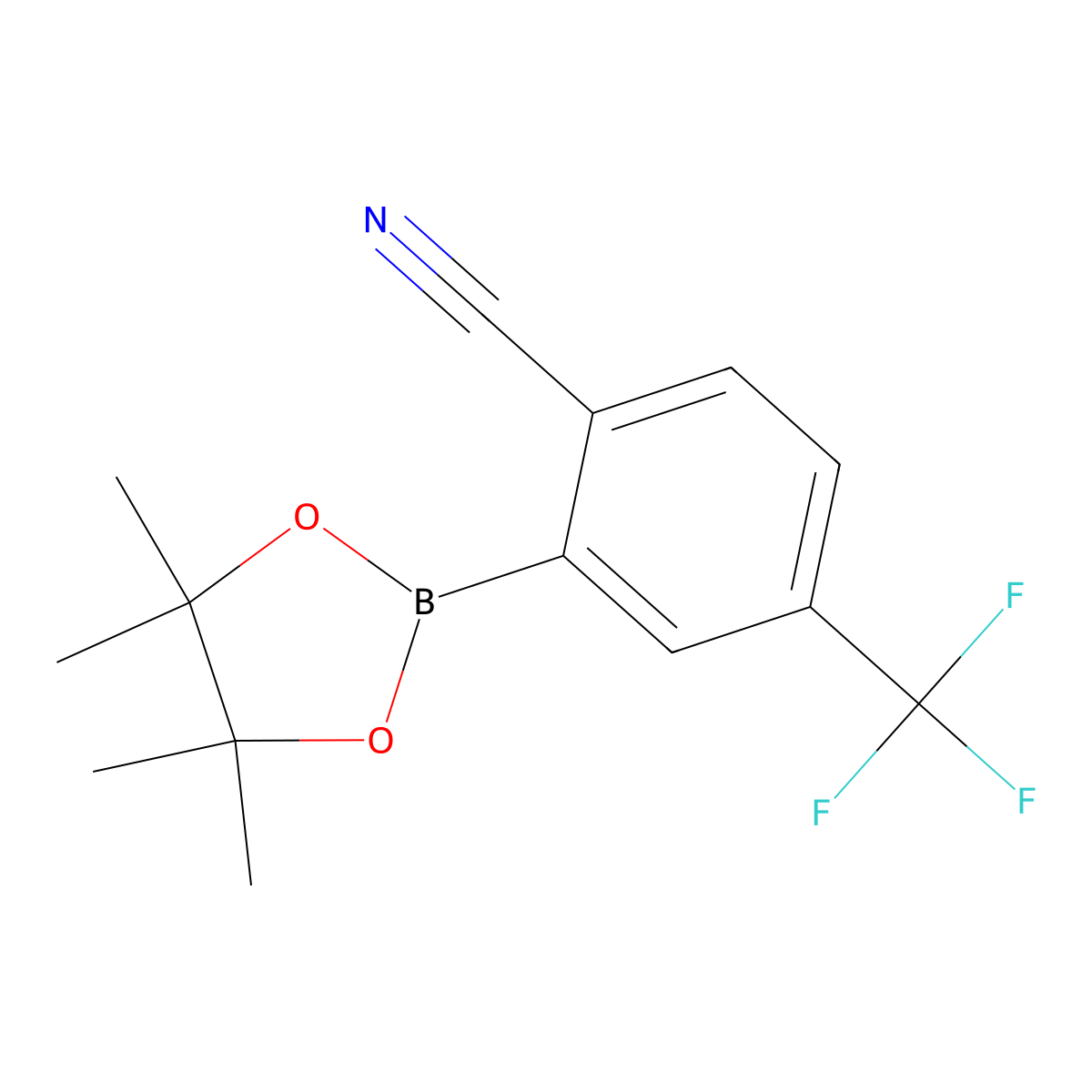 2-(4,4,5,5-Tetramethyl-1,3,2-dioxaborolan-2-yl)-4-(trifluoromethyl)benzonitrile molecular structure, CAS 863868-28-4