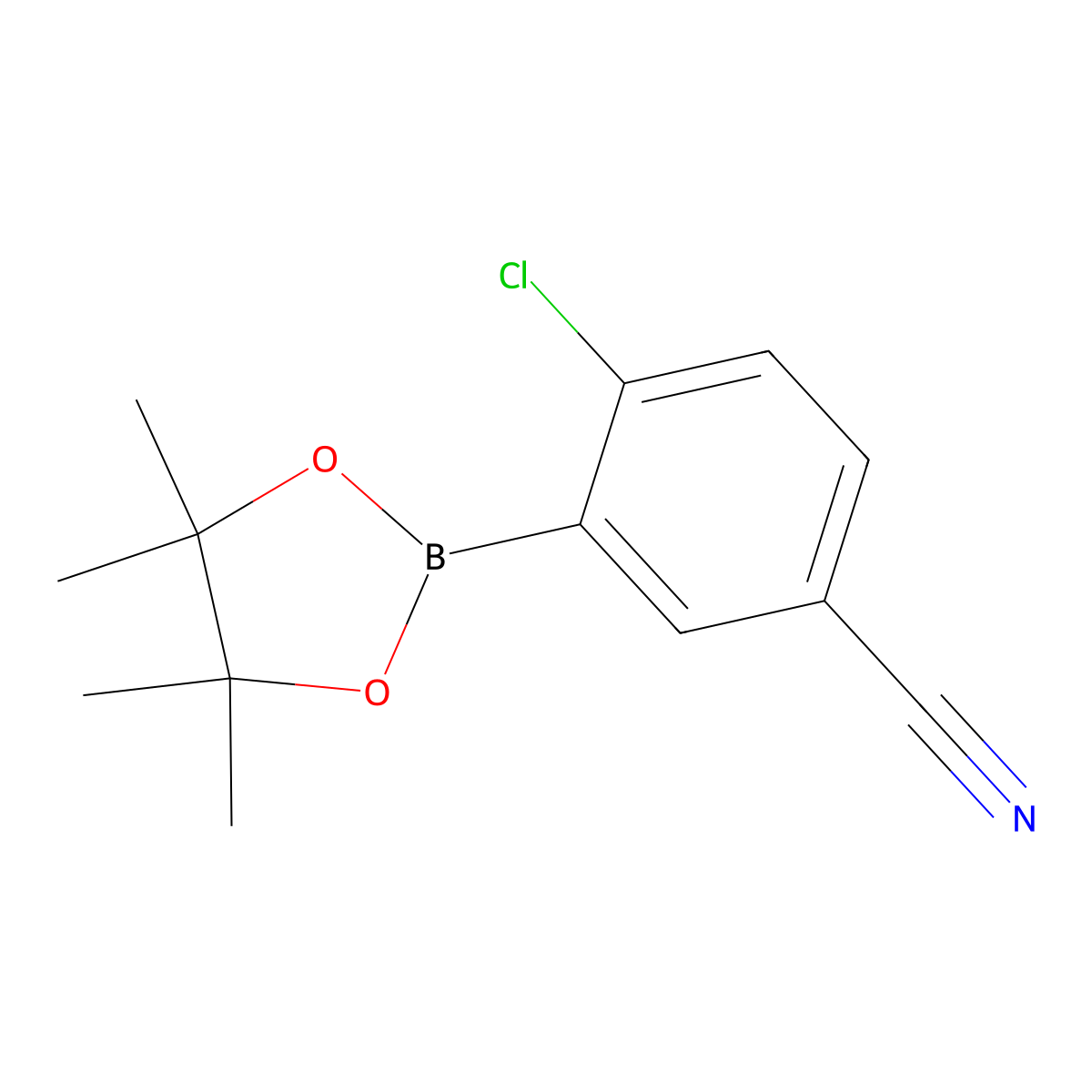 4-Chloro-3-(4,4,5,5-tetramethyl-1,3,2-dioxaborolan-2-yl)benzonitrile molecular structure, CAS 863868-30-8