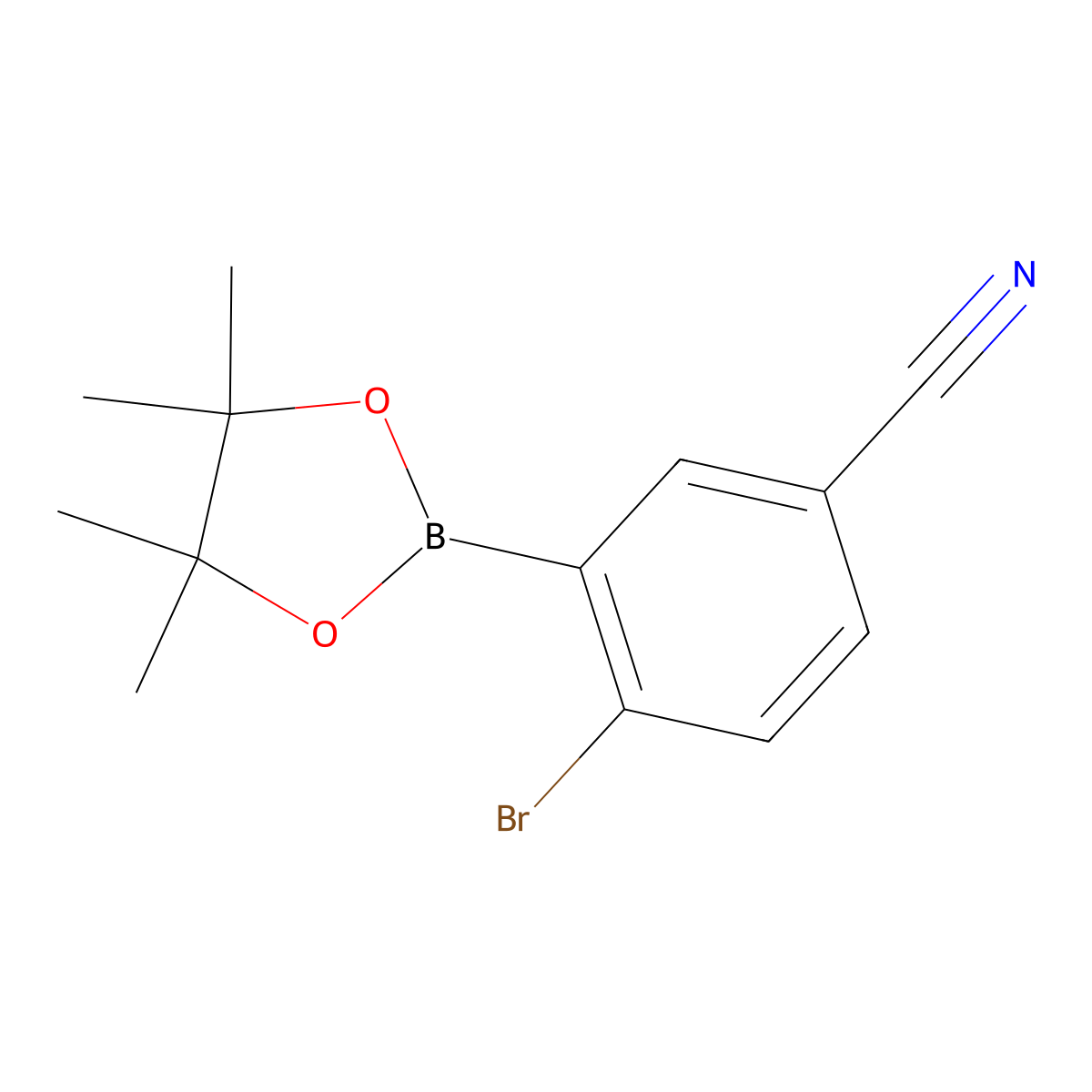 4-Bromo-3-(4,4,5,5-tetramethyl-1,3,2-dioxaborolan-2-yl)benzonitrile molecular structure, CAS 863868-31-9