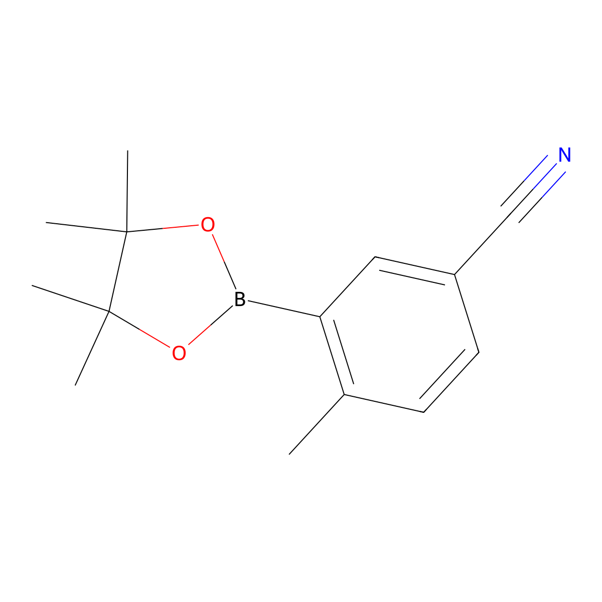 2-Methyl-5-cyanophenyl boronic acid pinacol ester molecular structure, CAS 863868-32-0