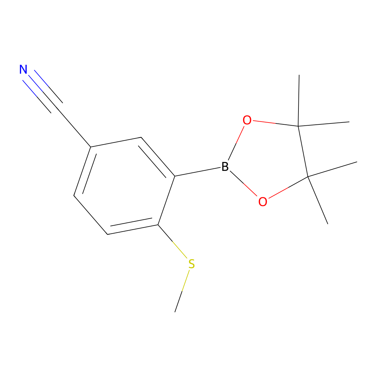 4-(Methylthio)-3-(4,4,5,5-tetramethyl-1,3,2-dioxaborolan-2-yl)benzonitrile molecular structure, CAS 863868-33-1