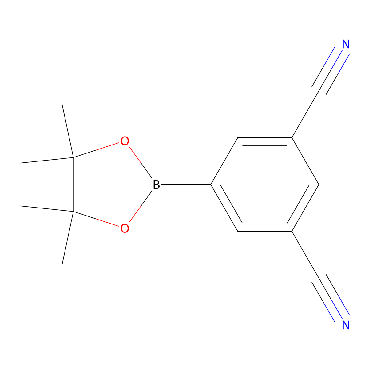 5-(4,4,5,5-Tetramethyl-1,3,2-dioxaborolan-2-YL)isophthalonitrile molecular structure, CAS 863868-34-2