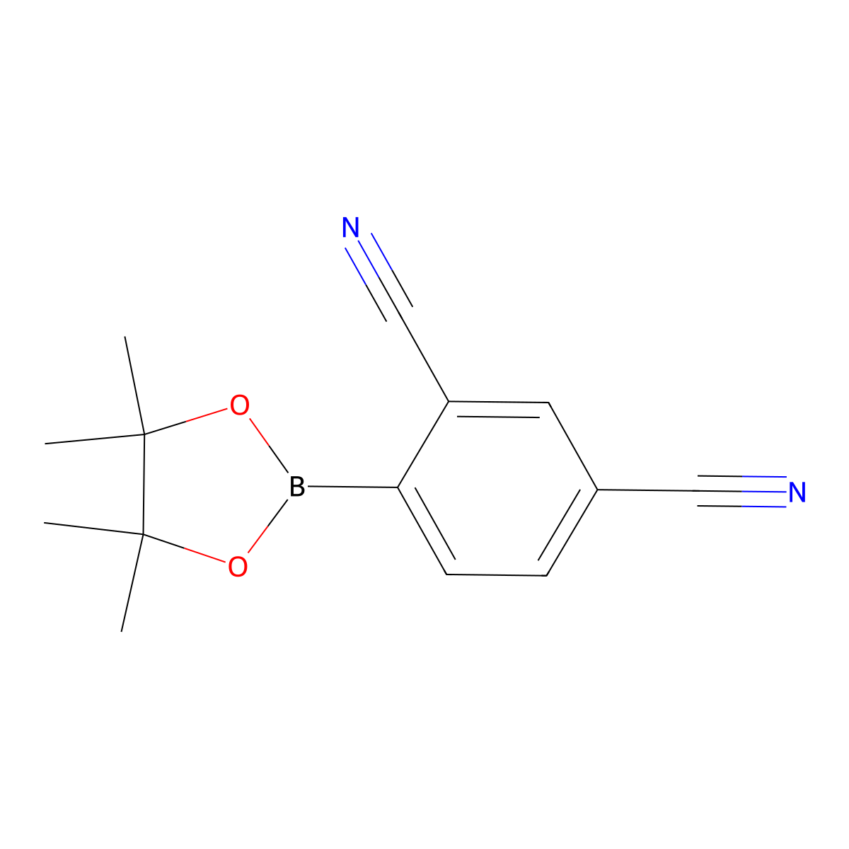4-(4,4,5,5-Tetramethyl-1,3,2-dioxaborolan-2-yl)isophthalonitrile molecular structure, CAS 863868-35-3