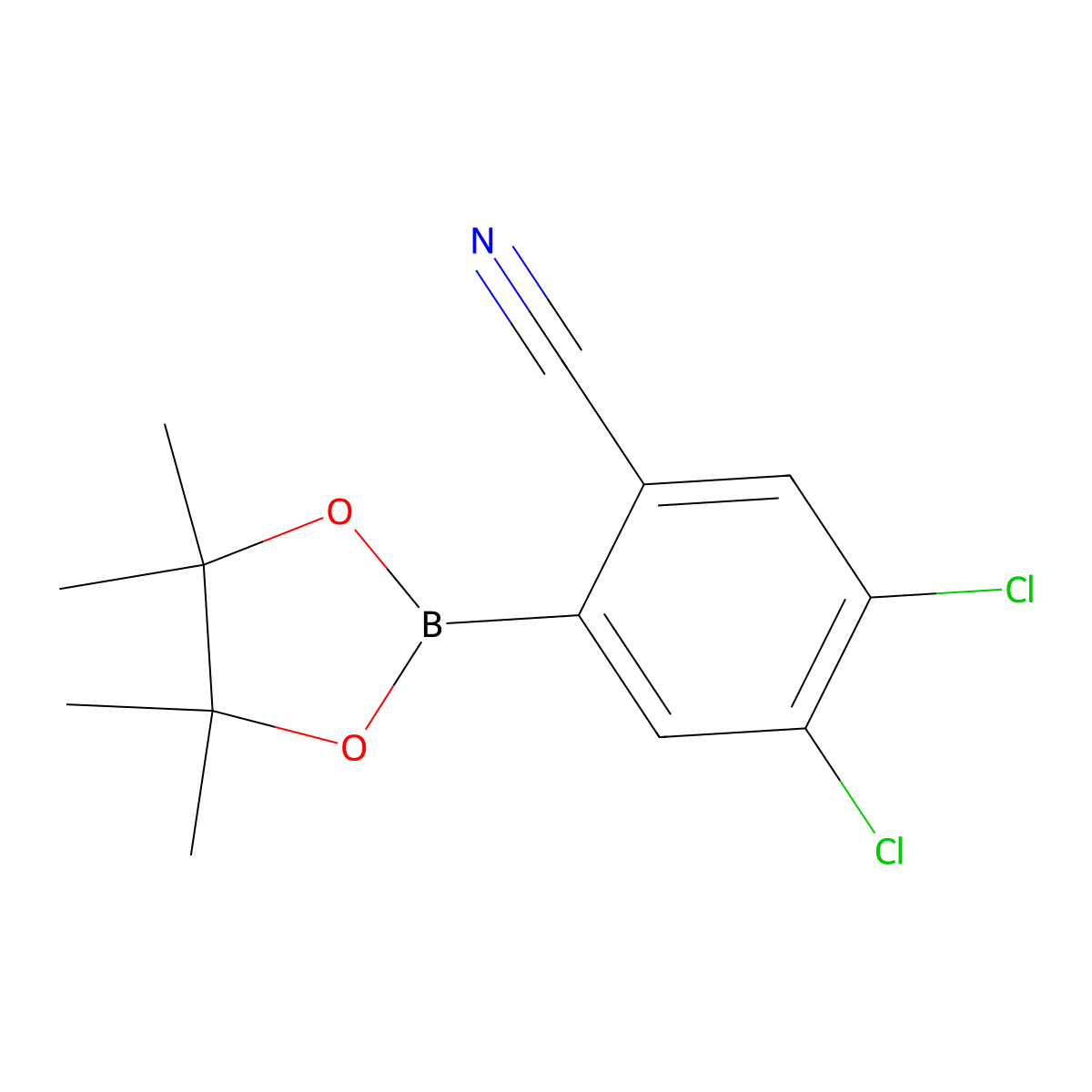 4,5-Dichloro-2-(4,4,5,5-tetramethyl-1,3,2-dioxaborolan-2-yl)benzonitrile molecular structure, CAS 863868-39-7