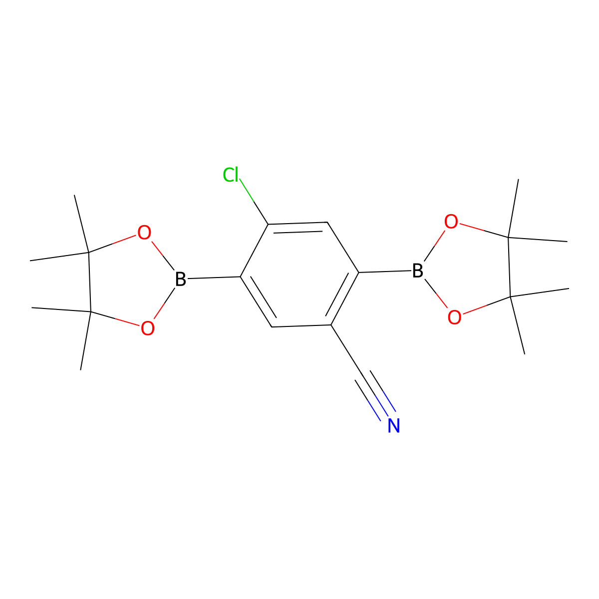 2-Chloro-5-cyanobenzene-1,4-diboronic acid pinacol ester molecular structure, CAS 863868-45-5