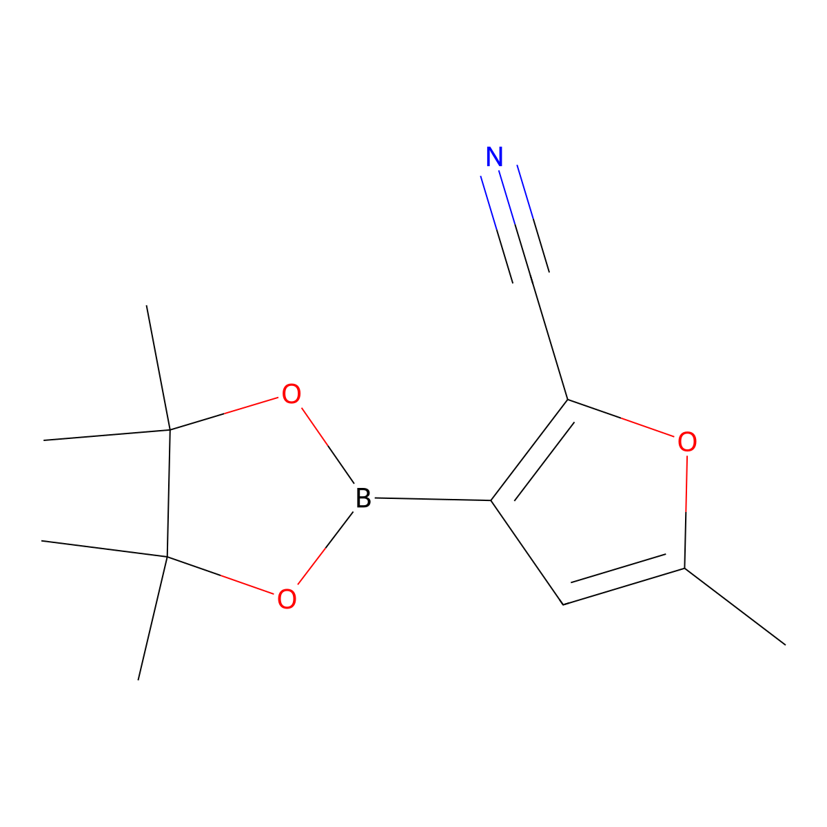 5-Methyl-3-(4,4,5,5-tetramethyl-1,3,2-dioxaborolan-2-YL)furan-2-carbonitrile molecular structure, CAS 863868-50-2