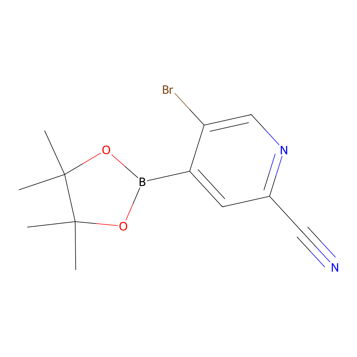 5-Bromo-4-(4,4,5,5-tetramethyl-1,3,2-dioxaborolan-2-YL)-2-pyridinecarbonitrile molecular structure, CAS 863868-54-6