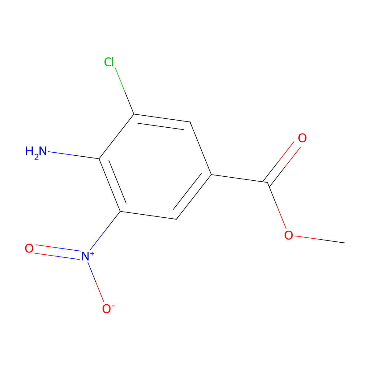 Methyl 4-amino-3-chloro-5-nitrobenzoate molecular structure, CAS 863886-04-8