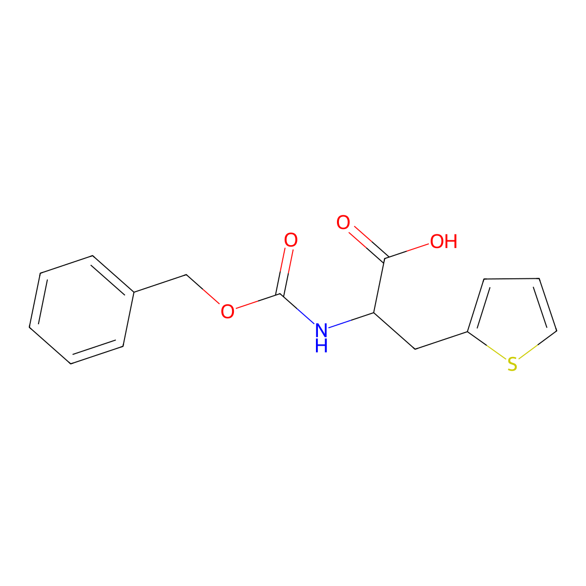 2-{[(Benzyloxy)carbonyl]amino}-3-(thiophen-2-yl)propanoic acid molecular structure, CAS 86394-48-1