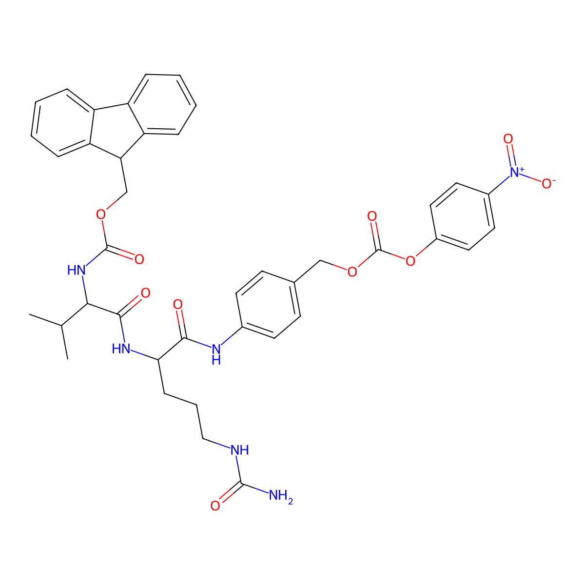 Fmoc-Val-Cit-PAB-PNP molecular structure, CAS 863971-53-3