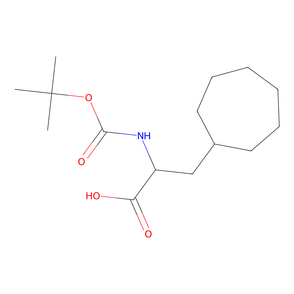 (2S)-2-{[(tert-butoxy)carbonyl]amino}-3-cycloheptylpropanoic acid molecular structure, CAS 863972-34-3