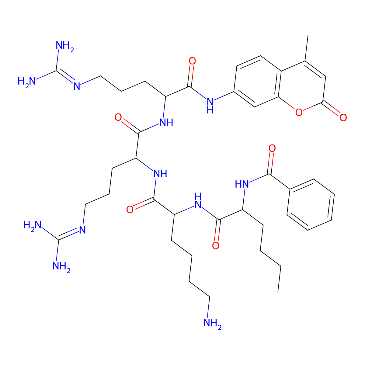 Bz-Nle-Lys-Arg-Arg-AMC trifluoroacetate salt molecular structure, CAS 863975-32-0