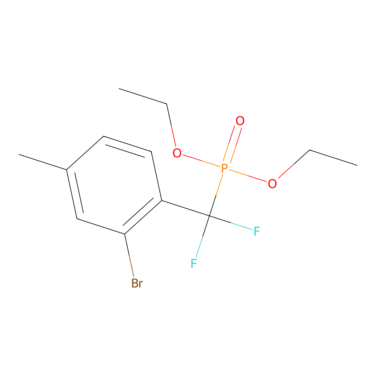 Diethyl ((2-bromo-4-methylphenyl)difluoromethyl)phosphonate molecular structure, CAS 863977-42-8