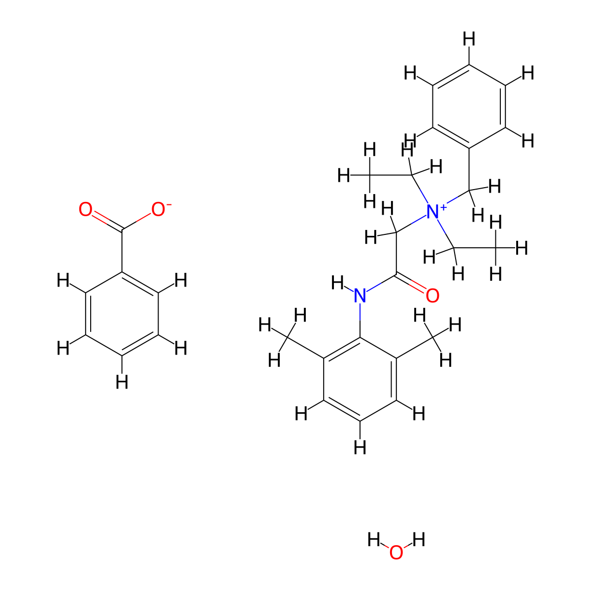 Denatonium benzoate hydrate molecular structure, CAS 86398-53-0