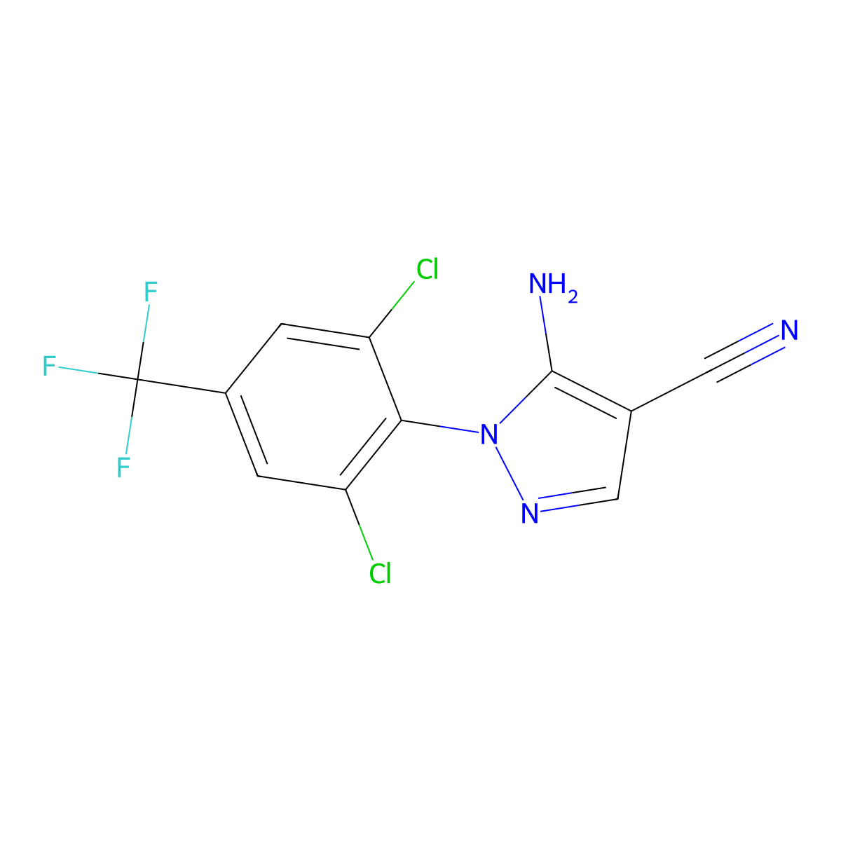 5-Amino-4-cyano-1-(2,6-dichloro-4-trifluoromethylphenyl)pyrazole molecular structure, CAS 86398-96-1
