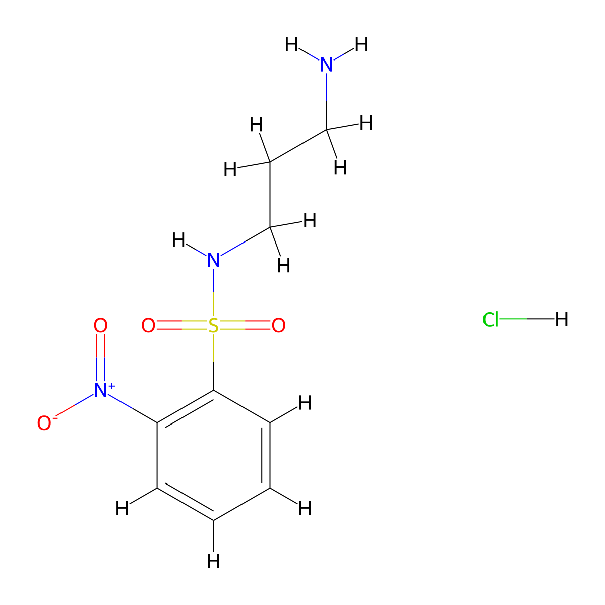 N-(3-Aminopropyl)-2-nitrobenzene-1-sulfonamide--hydrogen chloride (1/1) molecular structure, CAS 863983-46-4