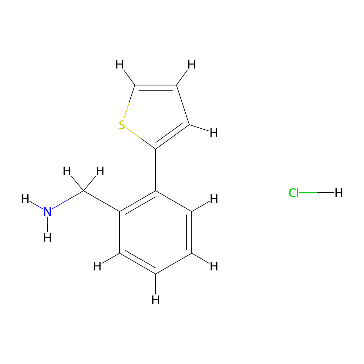 1-(2-Thien-2-ylphenyl)methanamine hydrochloride molecular structure, CAS 863991-95-1